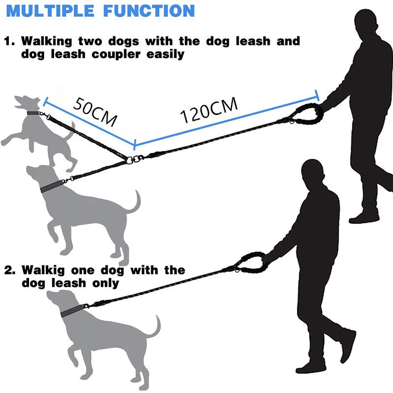 Double Dog Lead for Hiking/Walking & Comfort Grip