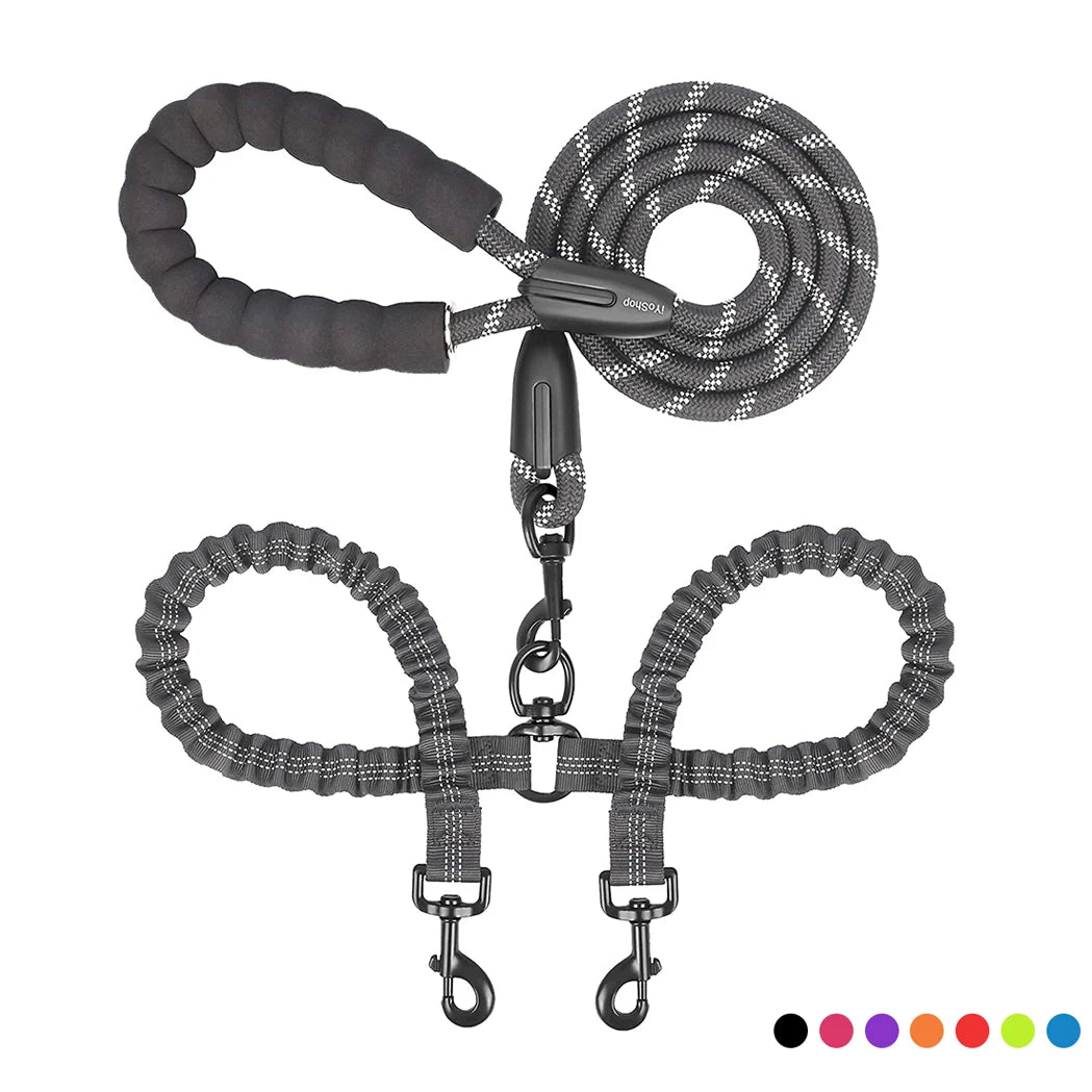 Double Dog Lead for Hiking/Walking & Comfort Grip