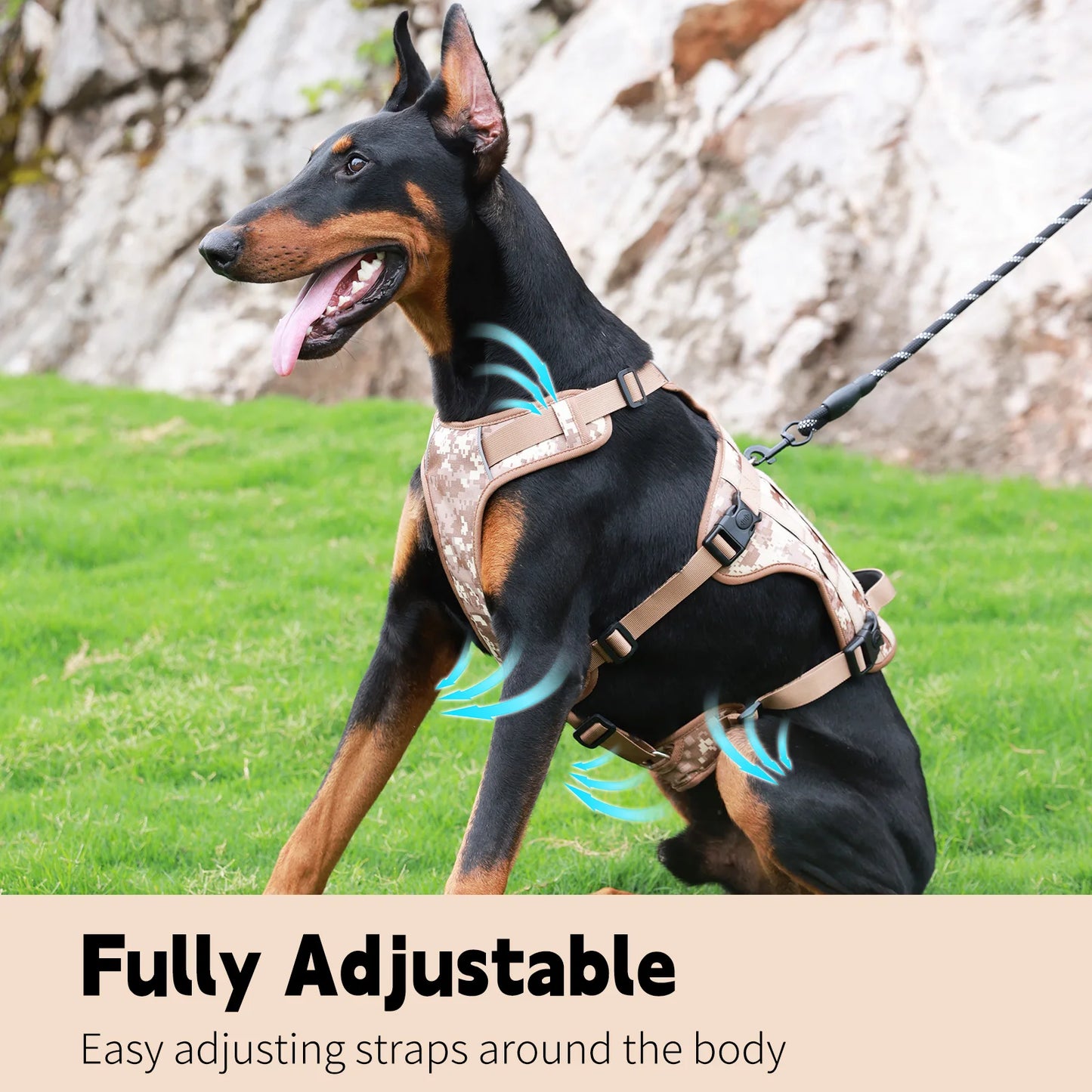 Tactical & Adjustable No Pull Dog Harness with Reflective Oxford Fabric