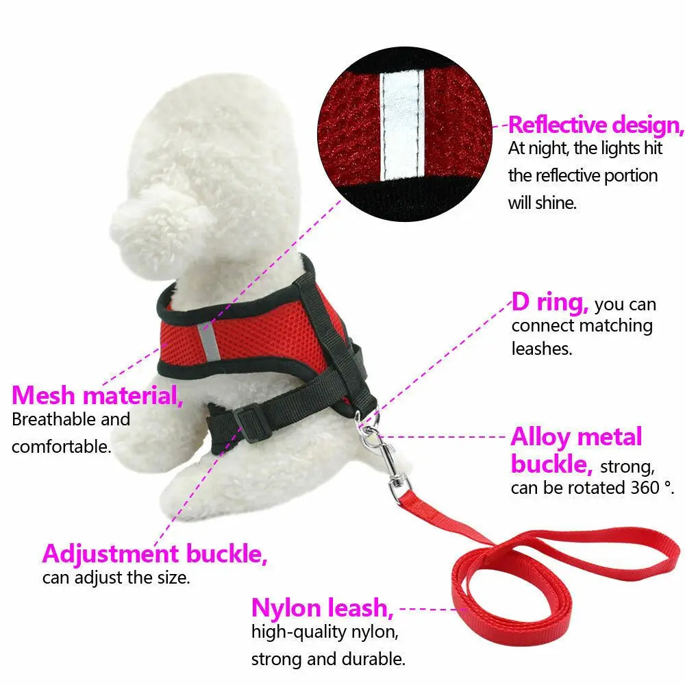 No Pull Dog Comfortable/Breathable Vest Collar/Harness & Leash