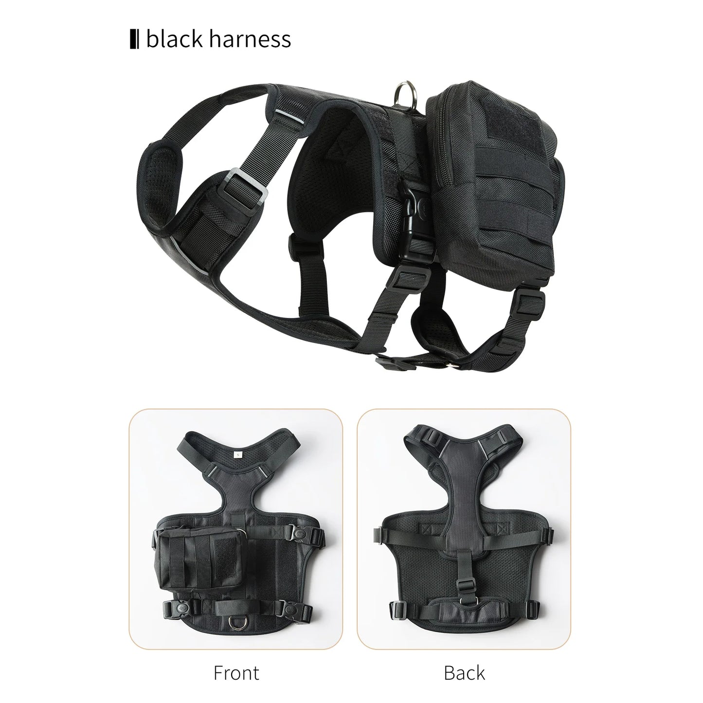 Tactical & Adjustable No Pull Dog Harness with Reflective Oxford Fabric