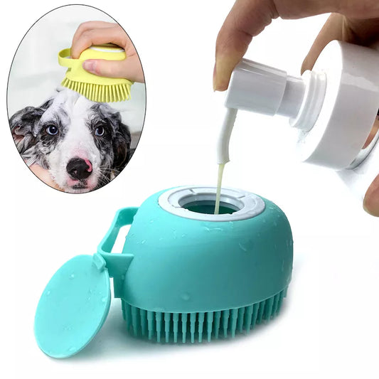 Dog Soft Silicone Massage Bath Brush Shampoo Dispenser