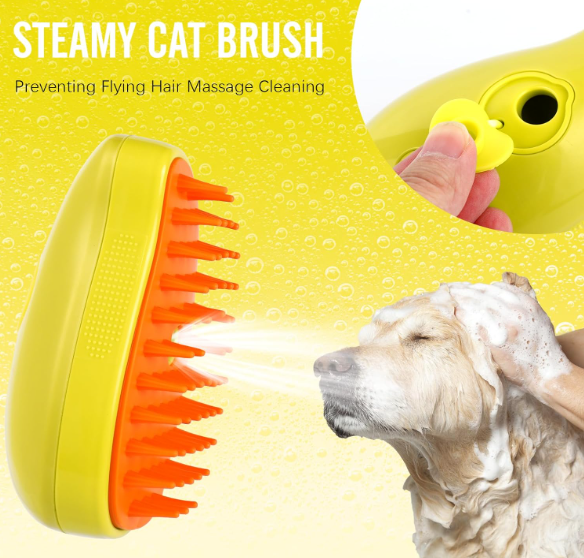 Dog Electric Spray Steam Brush for Massage/Grooming & Tangled/Loose Hair Removal