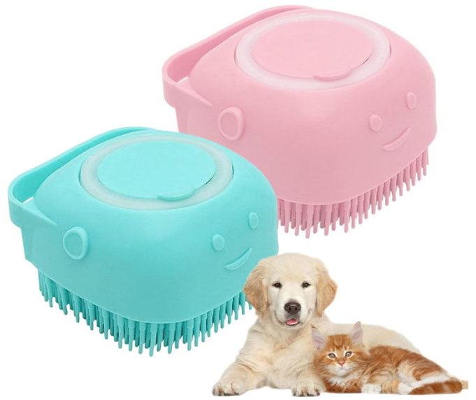 Dog Soft Silicone Massage Bath Brush Shampoo Dispenser