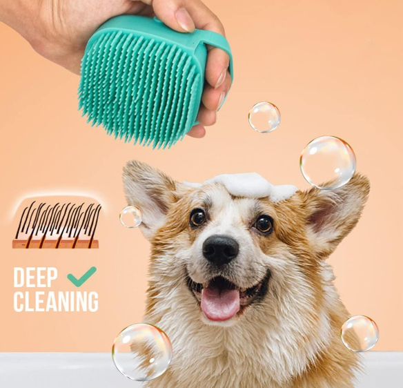 Dog Soft Silicone Massage Bath Brush Shampoo Dispenser