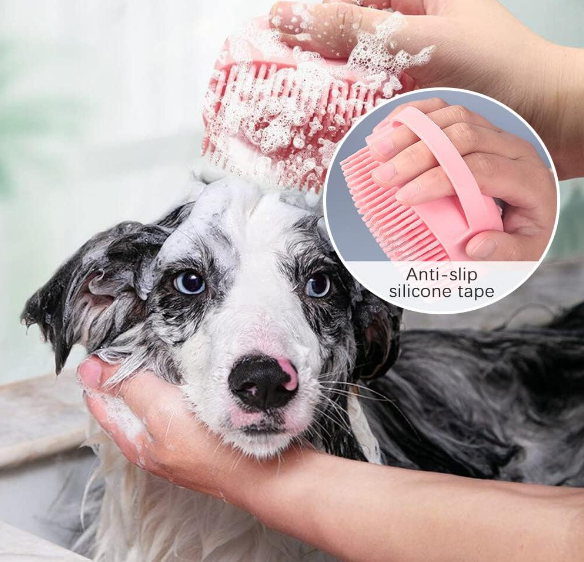 Dog Soft Silicone Massage Bath Brush Shampoo Dispenser