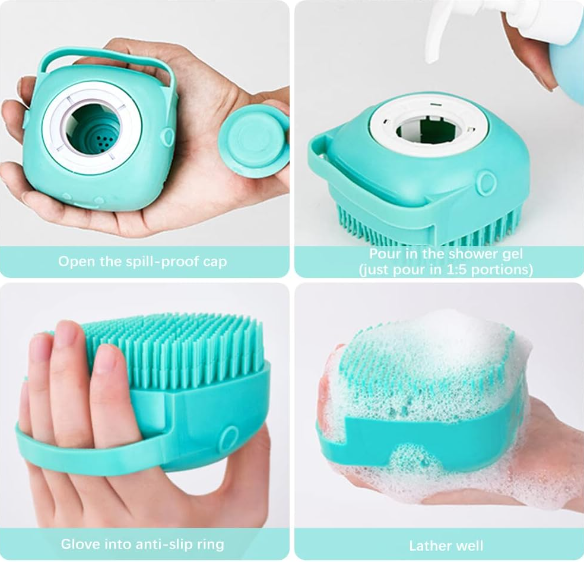 Dog Soft Silicone Massage Bath Brush Shampoo Dispenser