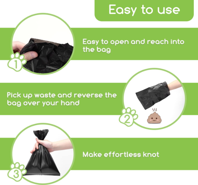 Black Dog Outdoor Cleaning Poop Bags With Dispenser & Leash Clip