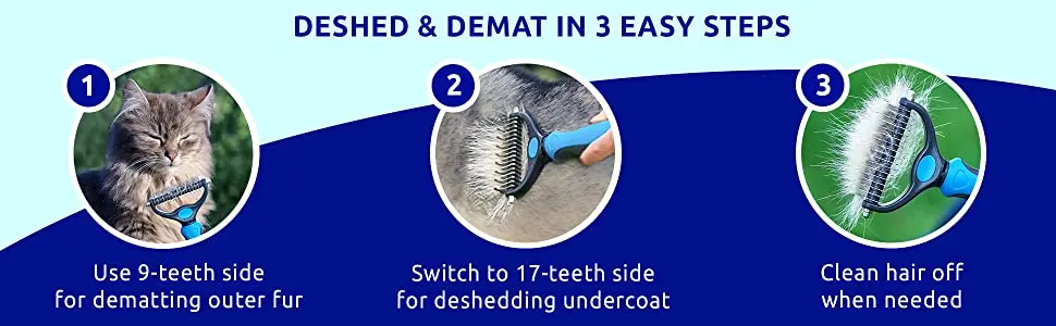 Dog Double Sided Undercoat Deshedding Brush for Dematting/Grooming