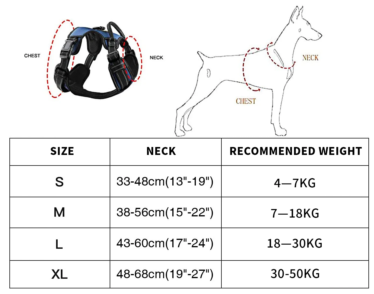 No Pull Dog Reflective/Adjustable Vest Collar/Harness & Leash