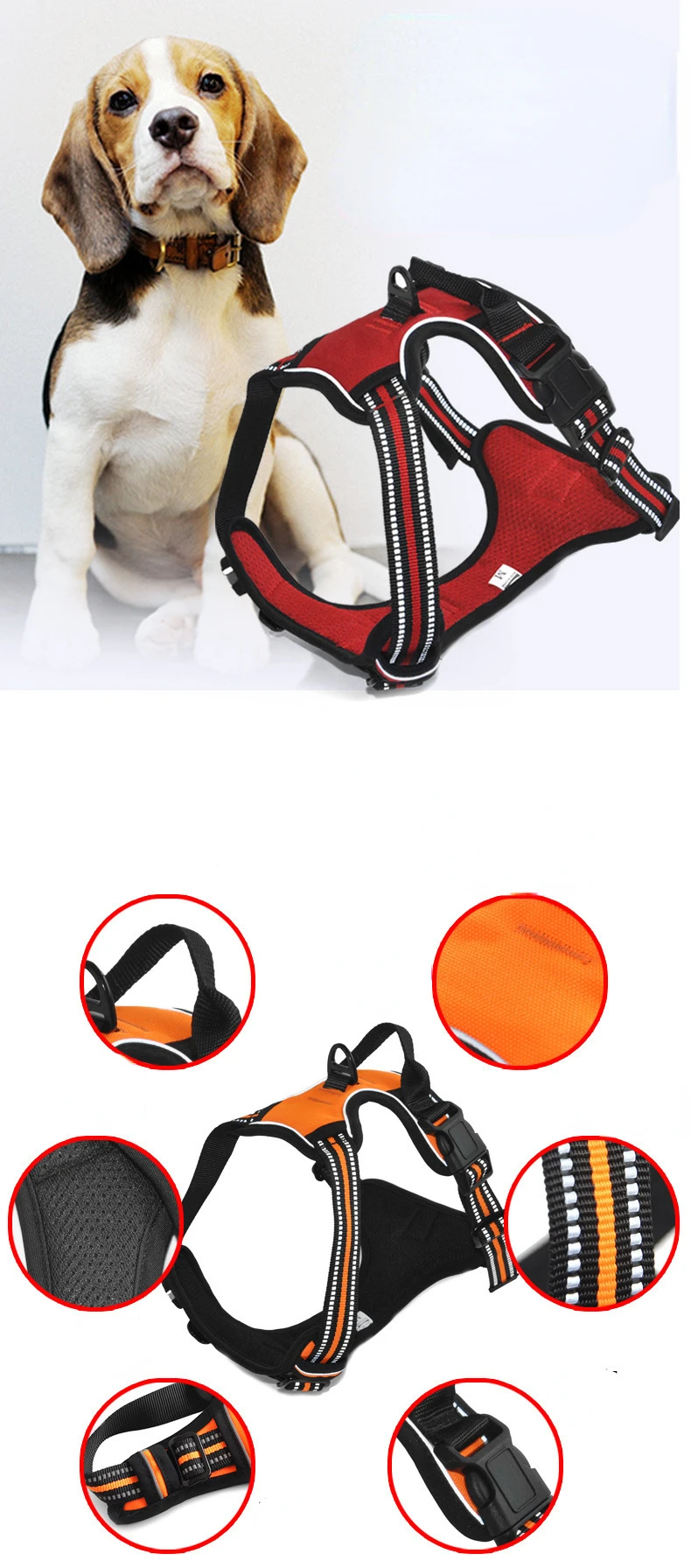 Dog No Pull Reflective/Adjustable/Breathable Vest Harness