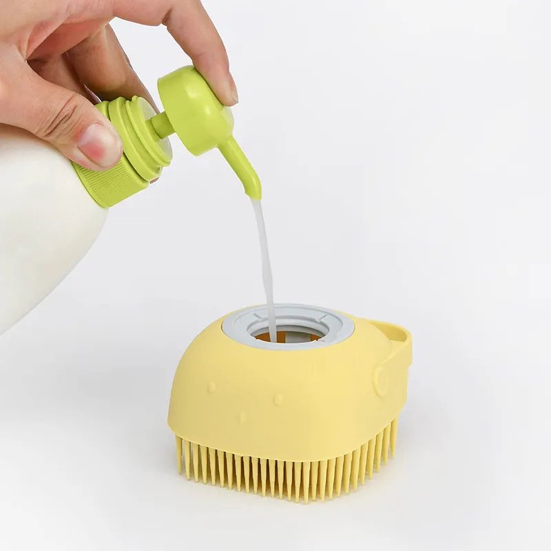 Dog Soft Silicone Massage Bath Brush Shampoo Dispenser