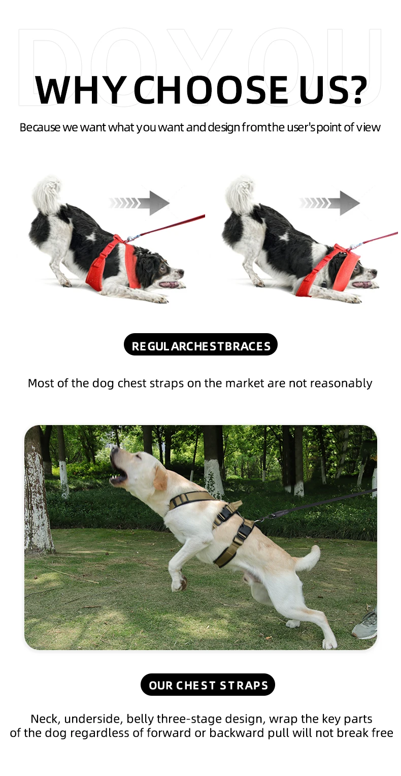 CDDMPET Chest Adjustable No Pull Big Dog Vest Harness