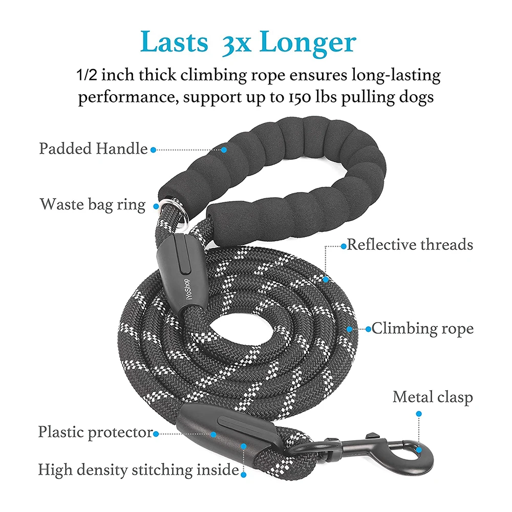 Double Dog Lead for Hiking/Walking & Comfort Grip