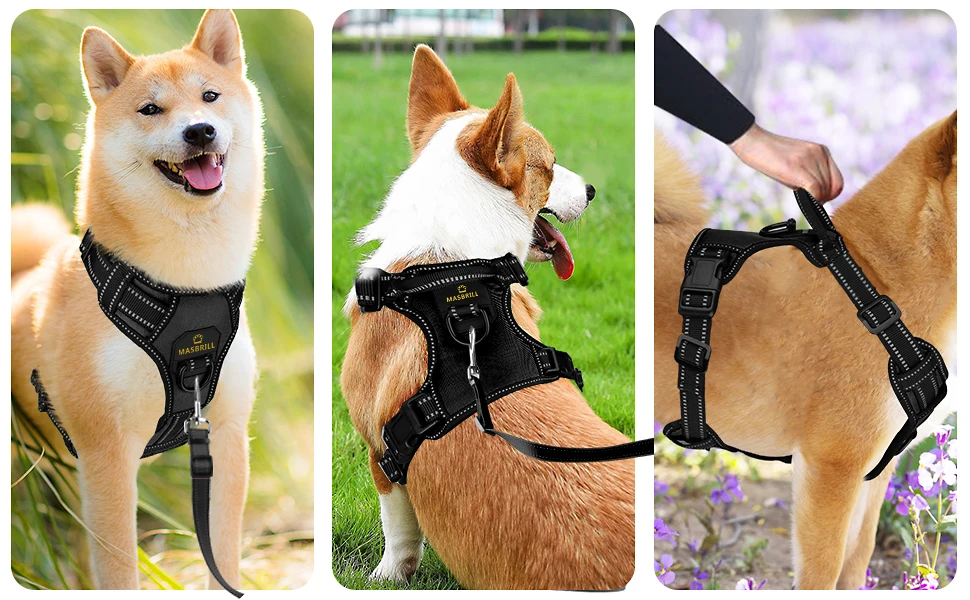 No Pull Dog Reflective/Adjustable Vest Collar/Harness & Leash